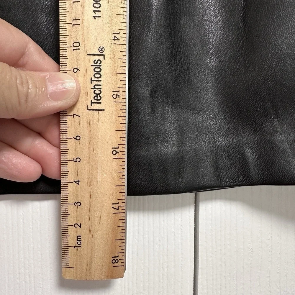 ZARA Black Faux Leather Long Flare Skirt Sz Small